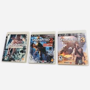 Uncharted Trilogy PS3 Lot (1, 2, & 3) - CIB - Tested & Working